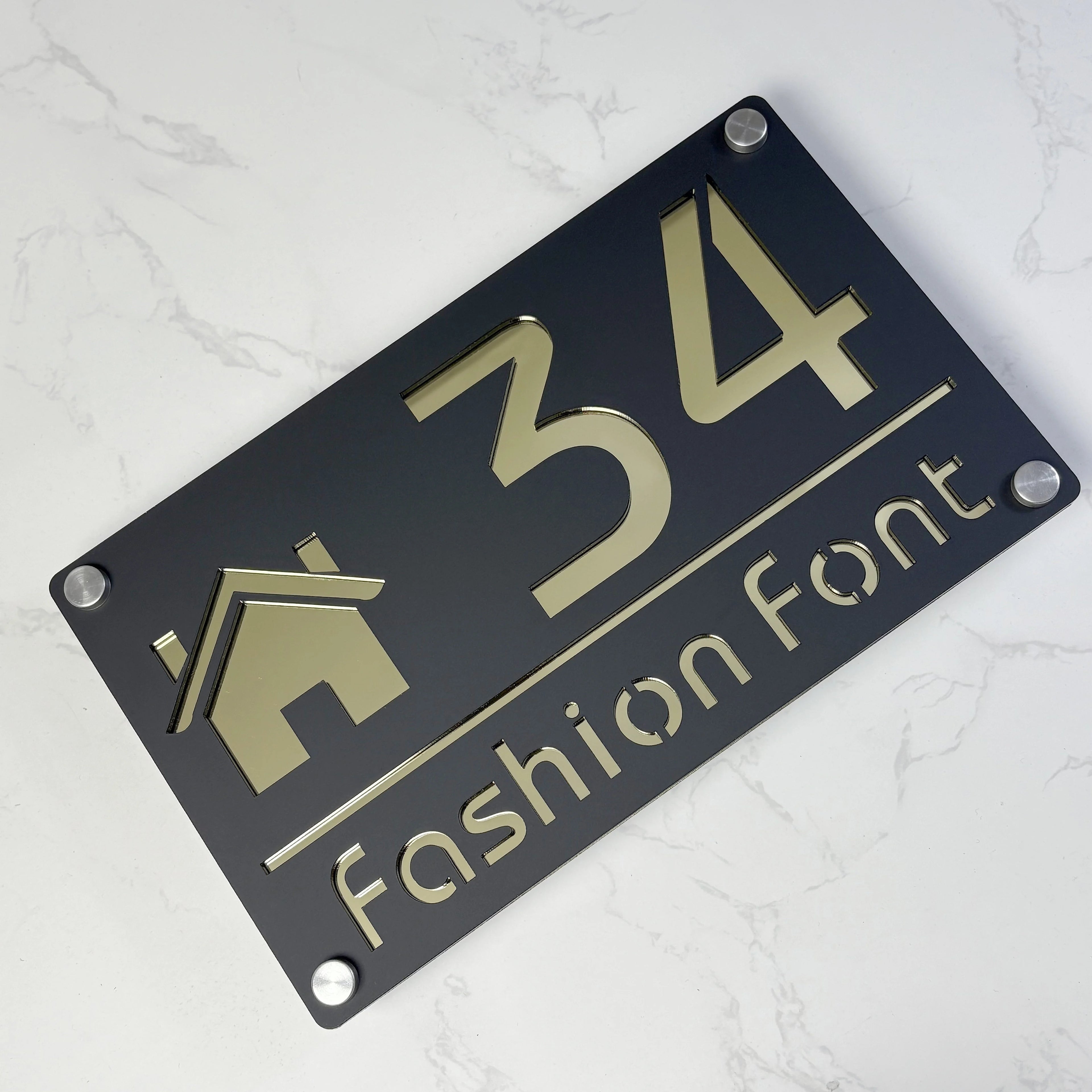 Modern Family Personalized custom House number Sign Outdoor Wall Decor laser-cut acrylic address plaques Name Home gift Plate