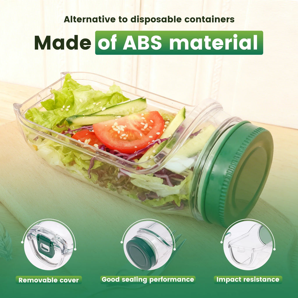 Salad Pod Fruit Vegetable Salad Storage Jar Side Open Portable Container,Home,Office,Travel,Outdoor Salad Container for Lunch