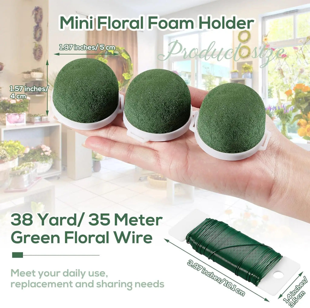 3 Pcs Mini Floral Foam Holder Flower Foam for Fresh Flowers Green Floral Foam for Table Wedding Wine Bottle Decor