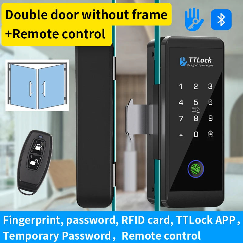 JDS6 TTLOCK APP Sliding Glass/Wood Fingerprint Lock Bluetooth Biometric Electronic Office Password 13.56Mhz RFID Keyless Unlock