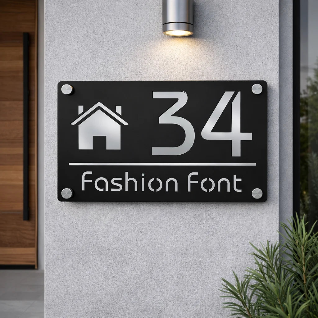 Modern Family Personalized custom House number Sign Outdoor Wall Decor laser-cut acrylic address plaques Name Home gift Plate