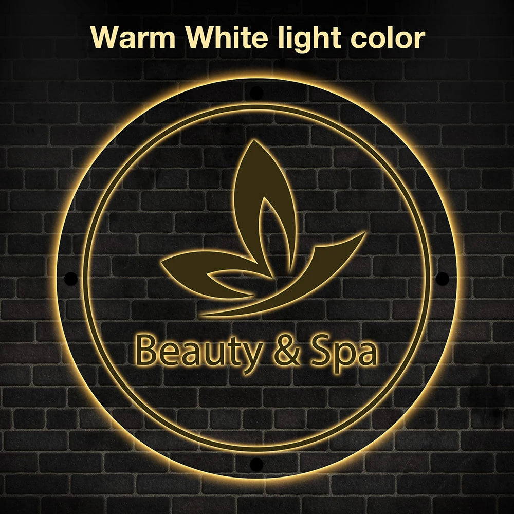 Custom 3D Laser Cut Acrylic Business Logo Sign Office/Beauty Salon Nail Hair Studio Signage Backlit RGB LED Neon Wall Sign