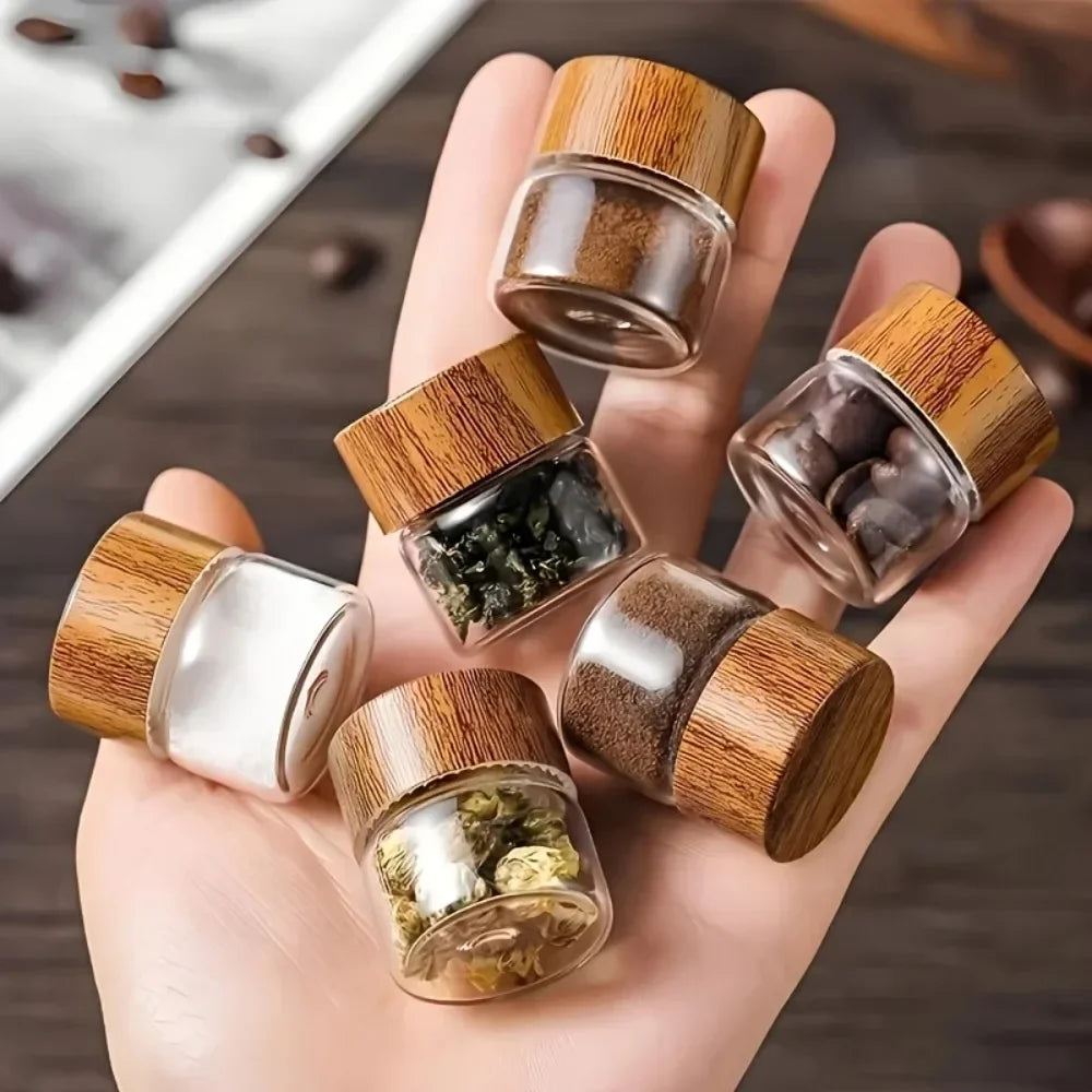 6 - Pack Mini Glass Dispenser Bottles - Ounce Portable Containers, Suitable for Traveling, Picnics, Camping, and Kitchen Use