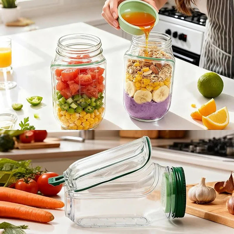 Salad Pod Fruit Vegetable Salad Storage Jar Side Open Portable Container,Home,Office,Travel,Outdoor Salad Container for Lunch