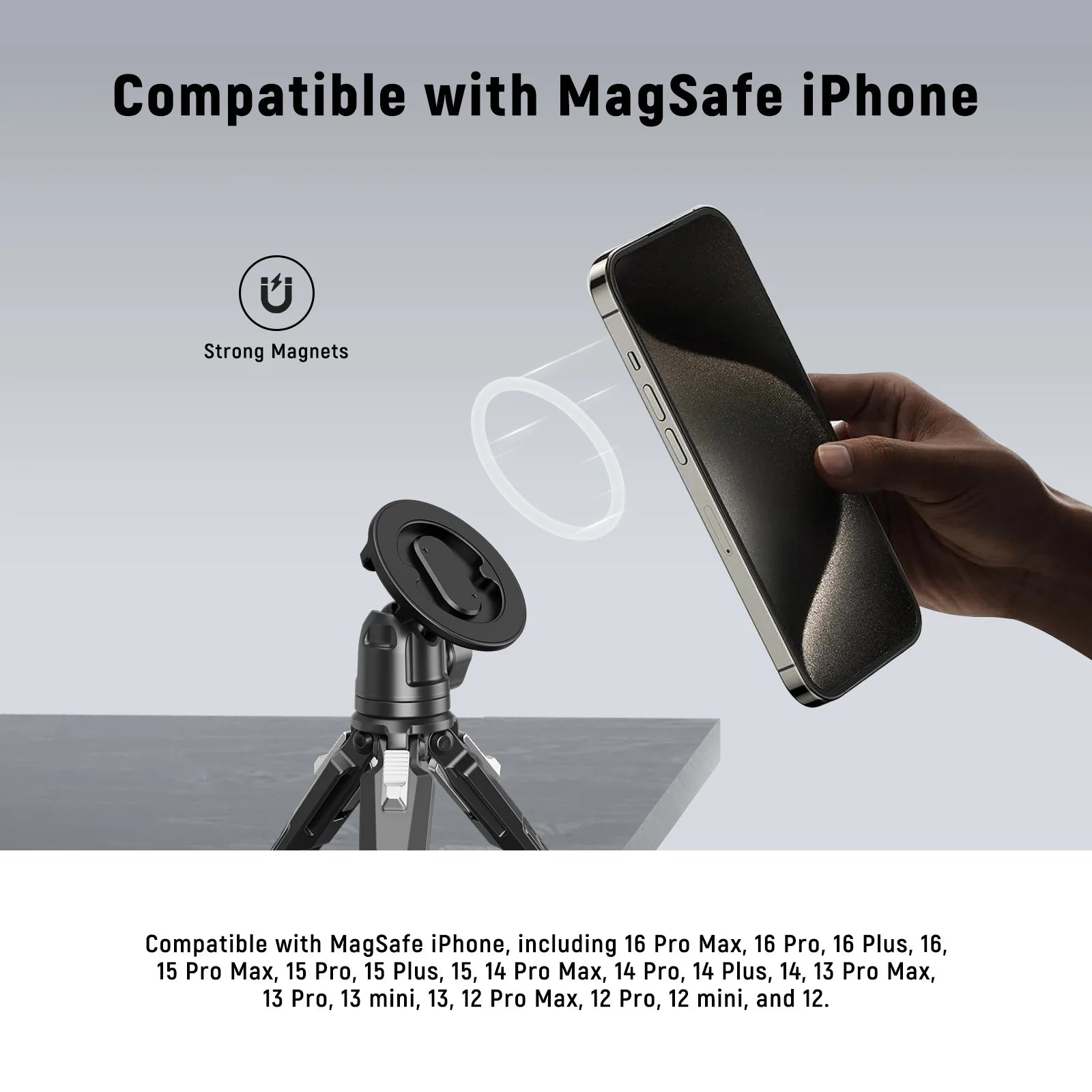 Neewer Magnetic Phone Tripod Mount with Action Camera Adapter For MagSafe iPhone 16 15 14 13 12 Quick Release Adapter Mount