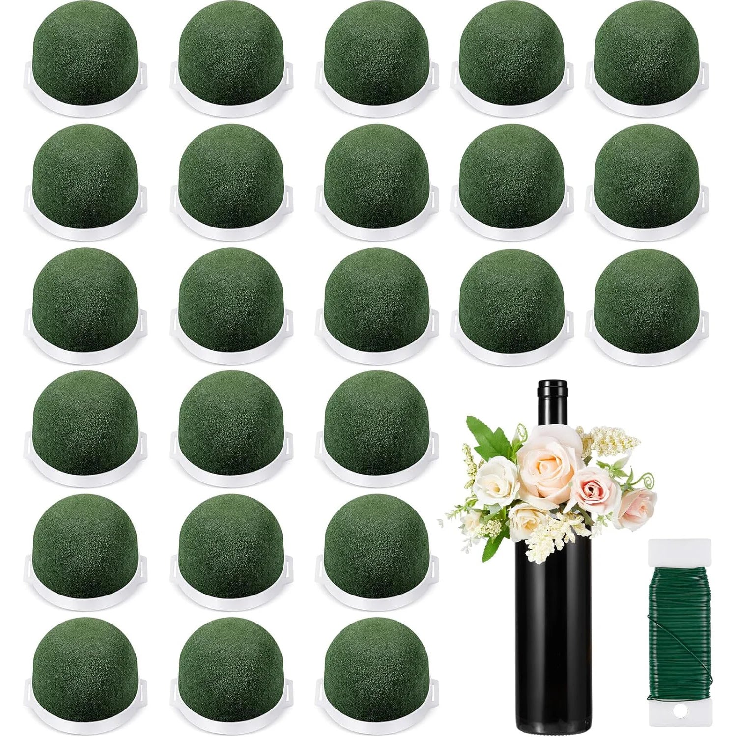 3 Pcs Mini Floral Foam Holder Flower Foam for Fresh Flowers Green Floral Foam for Table Wedding Wine Bottle Decor