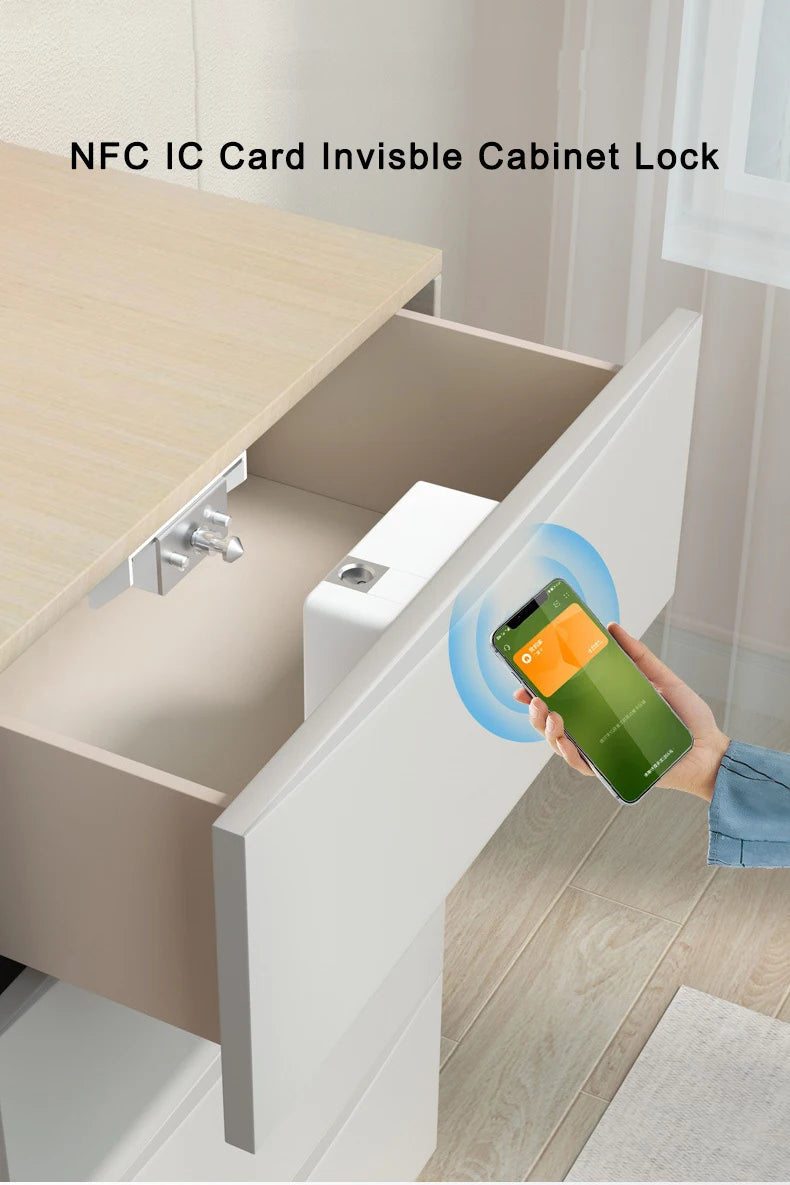 13.56MHz IC RFID Card NFC Sensing Electric Cabinet Drawer Lock Invisible Hidden Installation