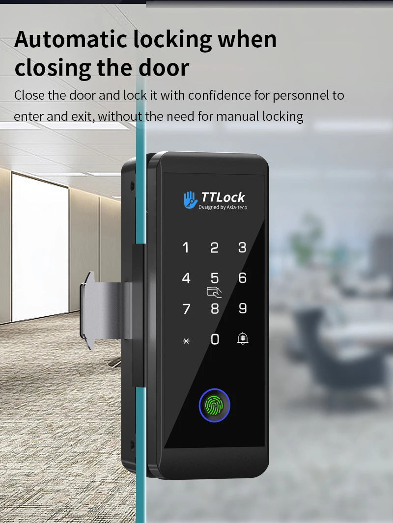 JDS6 TTLOCK APP Sliding Glass/Wood Fingerprint Lock Bluetooth Biometric Electronic Office Password 13.56Mhz RFID Keyless Unlock