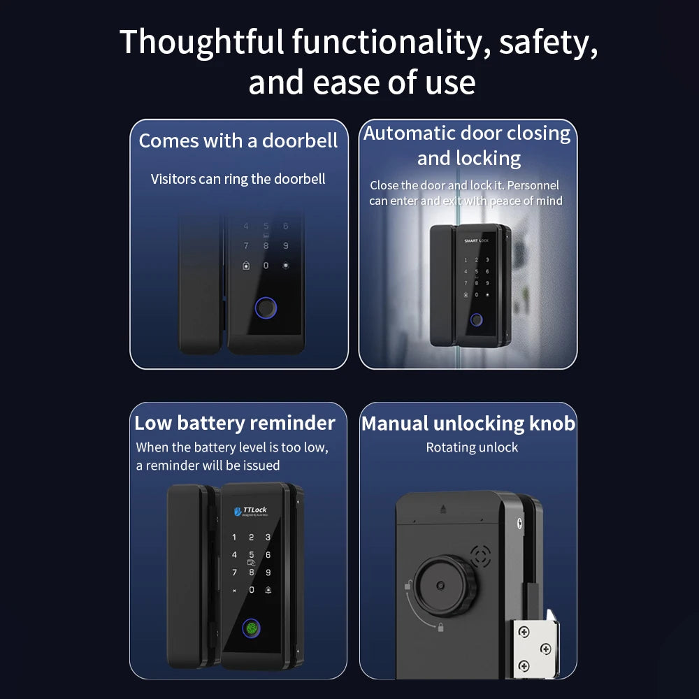 JDS6 TTLOCK APP Sliding Glass/Wood Fingerprint Lock Bluetooth Biometric Electronic Office Password 13.56Mhz RFID Keyless Unlock