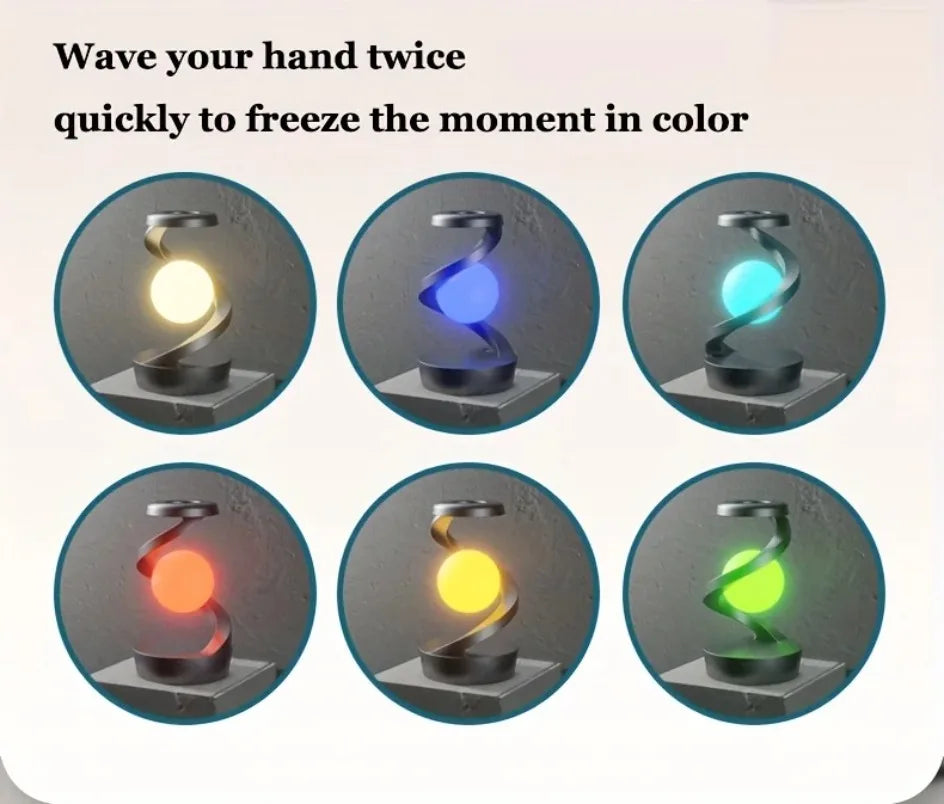 Wireless Charging Rotating Suspension Night Light Hand-waving Control RGB Atmosphere Table Lamp For Bedroom Office Decor